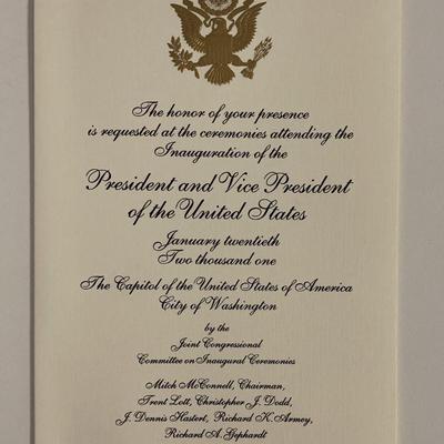 Bush, Cheney 2001 Inauguration Invitation