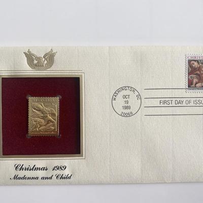  Christmas 1989 Madonna and Child Gold Stamp Replica First Day Cover