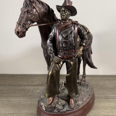 LOT 4B: 2015 Bradford Exchange John Wayne: Legend of the West Cold-Cast Bronze Masterpiece Sculpture A0058 (13”)