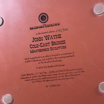 LOT 5B: 2014 Bradford Exchange John Wayne Cold-Cast Bronze Masterpiece Sculpture #781/5000 (17”)