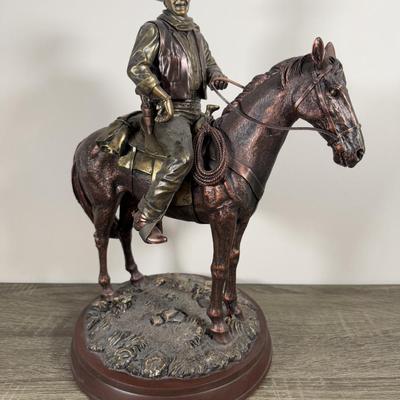 LOT 5B: 2014 Bradford Exchange John Wayne Cold-Cast Bronze Masterpiece Sculpture #781/5000 (17”)