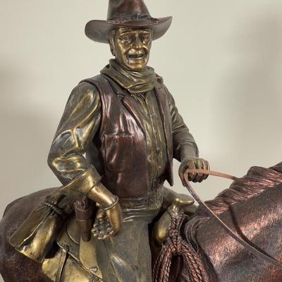 LOT 5B: 2014 Bradford Exchange John Wayne Cold-Cast Bronze Masterpiece Sculpture #781/5000 (17”)