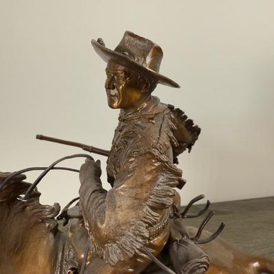 LOT 13B: Franklin Mint Limited Edition John Wayne on Horseback Sculpture #4/1000