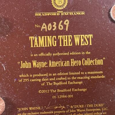 LOT 14B: 2012 Bradford Exchange “John Wayne: American Hero” Collection - Taming the West (A0369), Duke (A0077) & Western Legend (A0916)