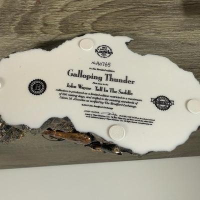 LOT 15B: 2010 Edwin M Knowles Bradford Exchange John Wayne Tall in the Saddle Collection Galloping Thunder Statues (A0765 & A6137)