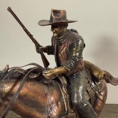 LOT 15B: 2010 Edwin M Knowles Bradford Exchange John Wayne Tall in the Saddle Collection Galloping Thunder Statues (A0765 & A6137)