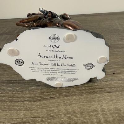 LOT 16B: 2010 Edwin M Knowles Bradford Exchange John Wayne Tall in the Saddle Collection - Range Rider (A1403) & Across the Mesa (A1186)