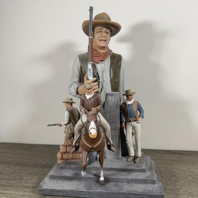 LOT 17B: 2008 Bradford Exchange “The Duke” Wall Plaque by Carl Surges (22/5000) & 2009 John Wayne American Legend Sculpture A0779