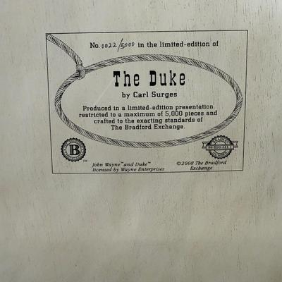 LOT 17B: 2008 Bradford Exchange “The Duke” Wall Plaque by Carl Surges (22/5000) & 2009 John Wayne American Legend Sculpture A0779