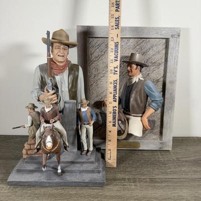 LOT 17B: 2008 Bradford Exchange “The Duke” Wall Plaque by Carl Surges (22/5000) & 2009 John Wayne American Legend Sculpture A0779