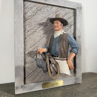 LOT 17B: 2008 Bradford Exchange “The Duke” Wall Plaque by Carl Surges (22/5000) & 2009 John Wayne American Legend Sculpture A0779