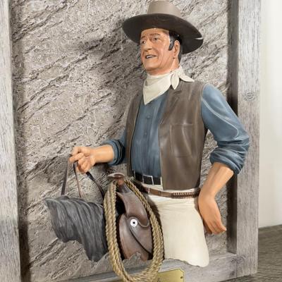 LOT 17B: 2008 Bradford Exchange “The Duke” Wall Plaque by Carl Surges (22/5000) & 2009 John Wayne American Legend Sculpture A0779
