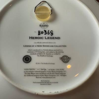 LOT 18B: John Wayne Heroic Legend Plate w/ Replica Rifle Display & Hamilton Collection John Wayne, The American Legend Platinum...