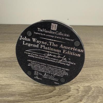 LOT 18B: John Wayne Heroic Legend Plate w/ Replica Rifle Display & Hamilton Collection John Wayne, The American Legend Platinum...
