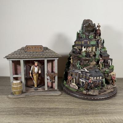 LOT 19B: John Wayne Bradford Exchange - 2012 American Legend Tabletop Mountain A0466 & 2008 Frontier Hero Walking Tall A0600