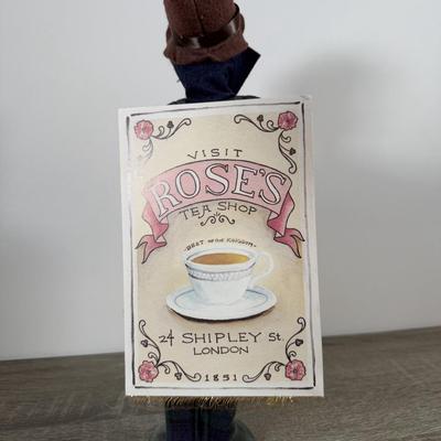 LOT 20B: Byers Choice Carolers - Man w/ Nutcrackers, Rose's Tea Shop Board & Candle Holders