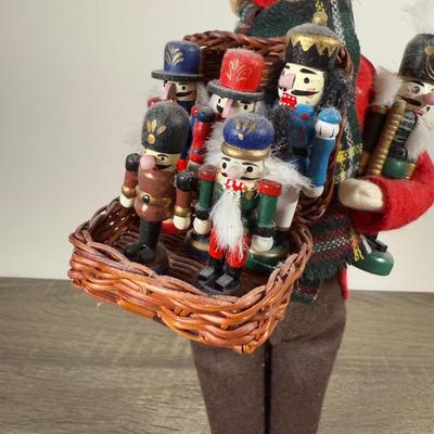 LOT 20B: Byers Choice Carolers - Man w/ Nutcrackers, Rose's Tea Shop Board & Candle Holders