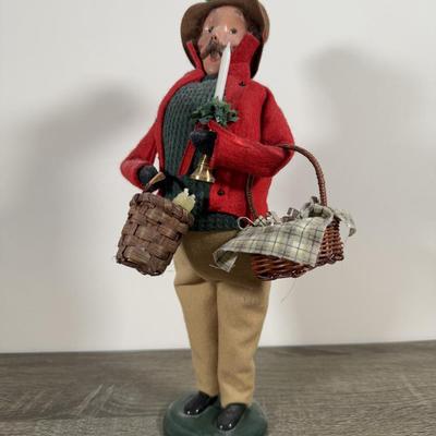 LOT 20B: Byers Choice Carolers - Man w/ Nutcrackers, Rose's Tea Shop Board & Candle Holders
