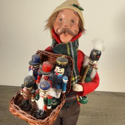 LOT 20B: Byers Choice Carolers - Man w/ Nutcrackers, Rose's Tea Shop Board & Candle Holders