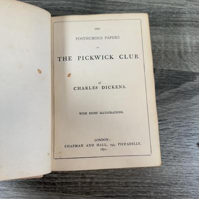 LOT 21K: Antique Charles Dickens Books - 1870 Posthumous Papers of the Pickwick Club, Our Mutual Friend & 1870 The Old Curiosity Shop
