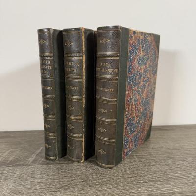 LOT 21K: Antique Charles Dickens Books - 1870 Posthumous Papers of the Pickwick Club, Our Mutual Friend & 1870 The Old Curiosity Shop