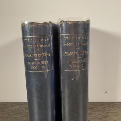 LOT 22K: Antique 1876 The Life of Charles Dickens Vol I & II by John Forster & 1882 The Plays and Poems of Charles Dickens Vol I...