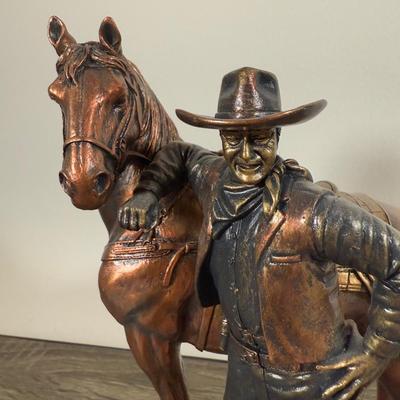 LOT 25B: Edwin M Knowles Bradford Exchange John Wayne Tall in the Saddle Collection - 2010 Evening Vigil A974 & 2011 Standing Proud...