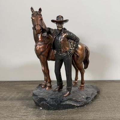 LOT 25B: Edwin M Knowles Bradford Exchange John Wayne Tall in the Saddle Collection - 2010 Evening Vigil A974 & 2011 Standing Proud...