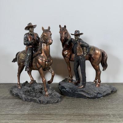 LOT 25B: Edwin M Knowles Bradford Exchange John Wayne Tall in the Saddle Collection - 2010 Evening Vigil A974 & 2011 Standing Proud...