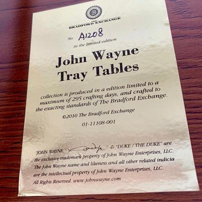 LOT 33 G: 2010 Bradford Exchange Limited Edition John Wayne The Duke Tray Tables