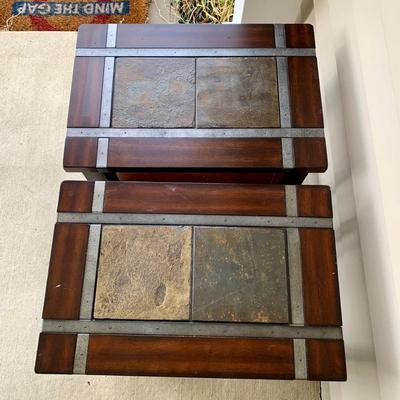 LOT 34 G: Best Beauty Furniture Co. Tile Top Side Tables