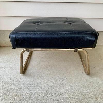 LOT 36 G: Slim Sofa Coffee Tray Table, 1970 Dark Wood Magazine Rack, & 1960's Pearl Wick Adjustable Vinyl Ottoman