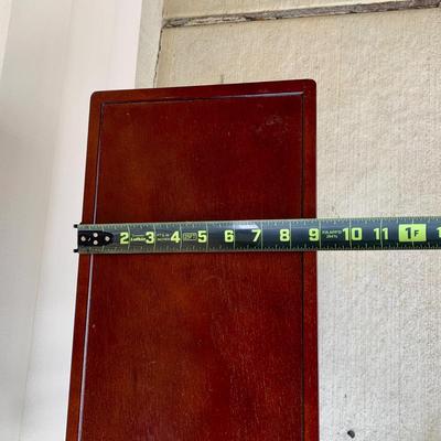 LOT 36 G: Slim Sofa Coffee Tray Table, 1970 Dark Wood Magazine Rack, & 1960's Pearl Wick Adjustable Vinyl Ottoman