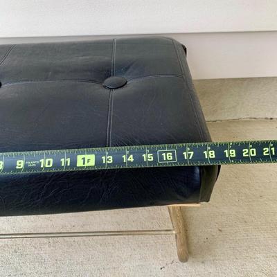 LOT 36 G: Slim Sofa Coffee Tray Table, 1970 Dark Wood Magazine Rack, & 1960's Pearl Wick Adjustable Vinyl Ottoman