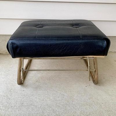 LOT 36 G: Slim Sofa Coffee Tray Table, 1970 Dark Wood Magazine Rack, & 1960's Pearl Wick Adjustable Vinyl Ottoman
