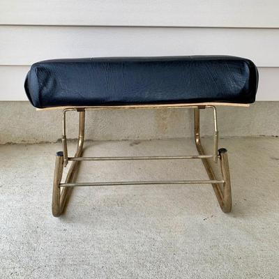 LOT 36 G: Slim Sofa Coffee Tray Table, 1970 Dark Wood Magazine Rack, & 1960's Pearl Wick Adjustable Vinyl Ottoman