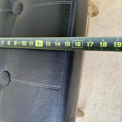 LOT 36 G: Slim Sofa Coffee Tray Table, 1970 Dark Wood Magazine Rack, & 1960's Pearl Wick Adjustable Vinyl Ottoman