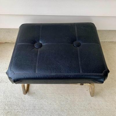 LOT 36 G: Slim Sofa Coffee Tray Table, 1970 Dark Wood Magazine Rack, & 1960's Pearl Wick Adjustable Vinyl Ottoman