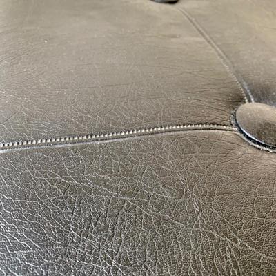 LOT 36 G: Slim Sofa Coffee Tray Table, 1970 Dark Wood Magazine Rack, & 1960's Pearl Wick Adjustable Vinyl Ottoman