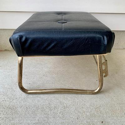 LOT 36 G: Slim Sofa Coffee Tray Table, 1970 Dark Wood Magazine Rack, & 1960's Pearl Wick Adjustable Vinyl Ottoman