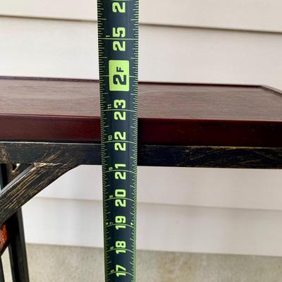 LOT 36 G: Slim Sofa Coffee Tray Table, 1970 Dark Wood Magazine Rack, & 1960's Pearl Wick Adjustable Vinyl Ottoman