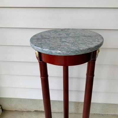 LOT 37 G: Dark Wood Plant Stand & Mahogany w/ Marble Top Plant Stand