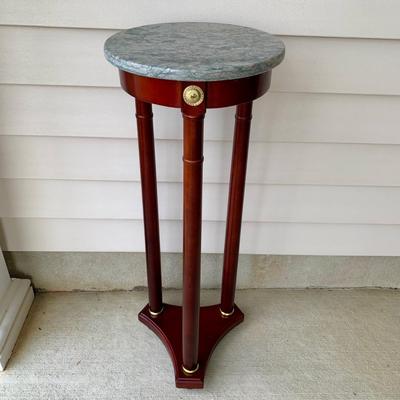 LOT 37 G: Dark Wood Plant Stand & Mahogany w/ Marble Top Plant Stand