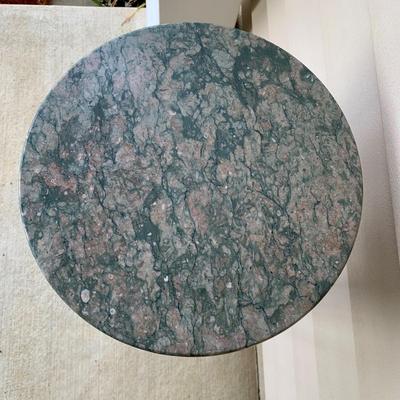 LOT 37 G: Dark Wood Plant Stand & Mahogany w/ Marble Top Plant Stand