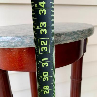 LOT 37 G: Dark Wood Plant Stand & Mahogany w/ Marble Top Plant Stand