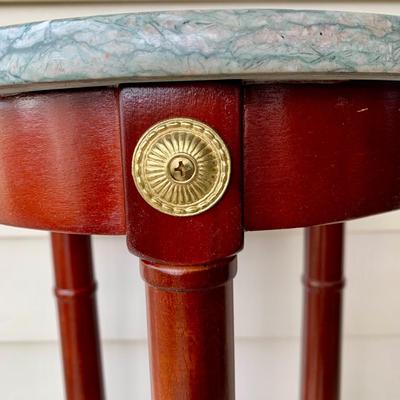 LOT 37 G: Dark Wood Plant Stand & Mahogany w/ Marble Top Plant Stand