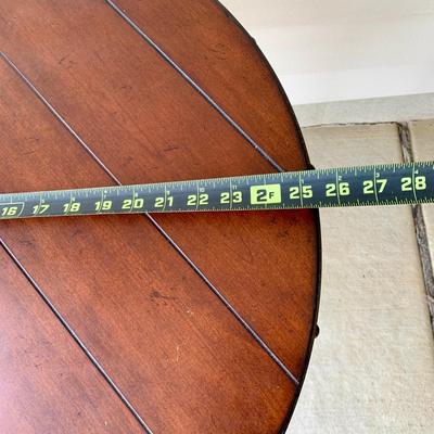 LOT 38 G: Quoizel Lamp, Hammary Furniture Dark Wood Adjustable Round Side Table, & Rotating Bar Stool Seat