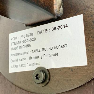 LOT 38 G: Quoizel Lamp, Hammary Furniture Dark Wood Adjustable Round Side Table, & Rotating Bar Stool Seat