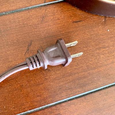 LOT 38 G: Quoizel Lamp, Hammary Furniture Dark Wood Adjustable Round Side Table, & Rotating Bar Stool Seat