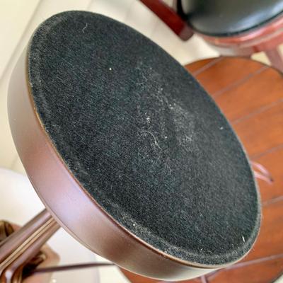 LOT 38 G: Quoizel Lamp, Hammary Furniture Dark Wood Adjustable Round Side Table, & Rotating Bar Stool Seat